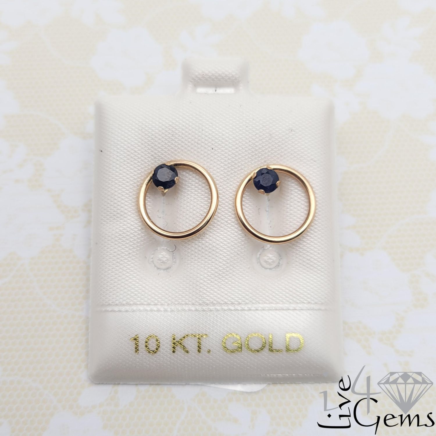 10kt Sapphire 4mm Circle Stud
