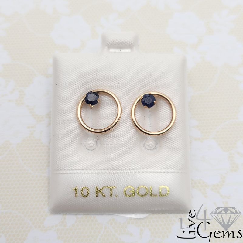 10kt Sapphire 4mm Circle Stud