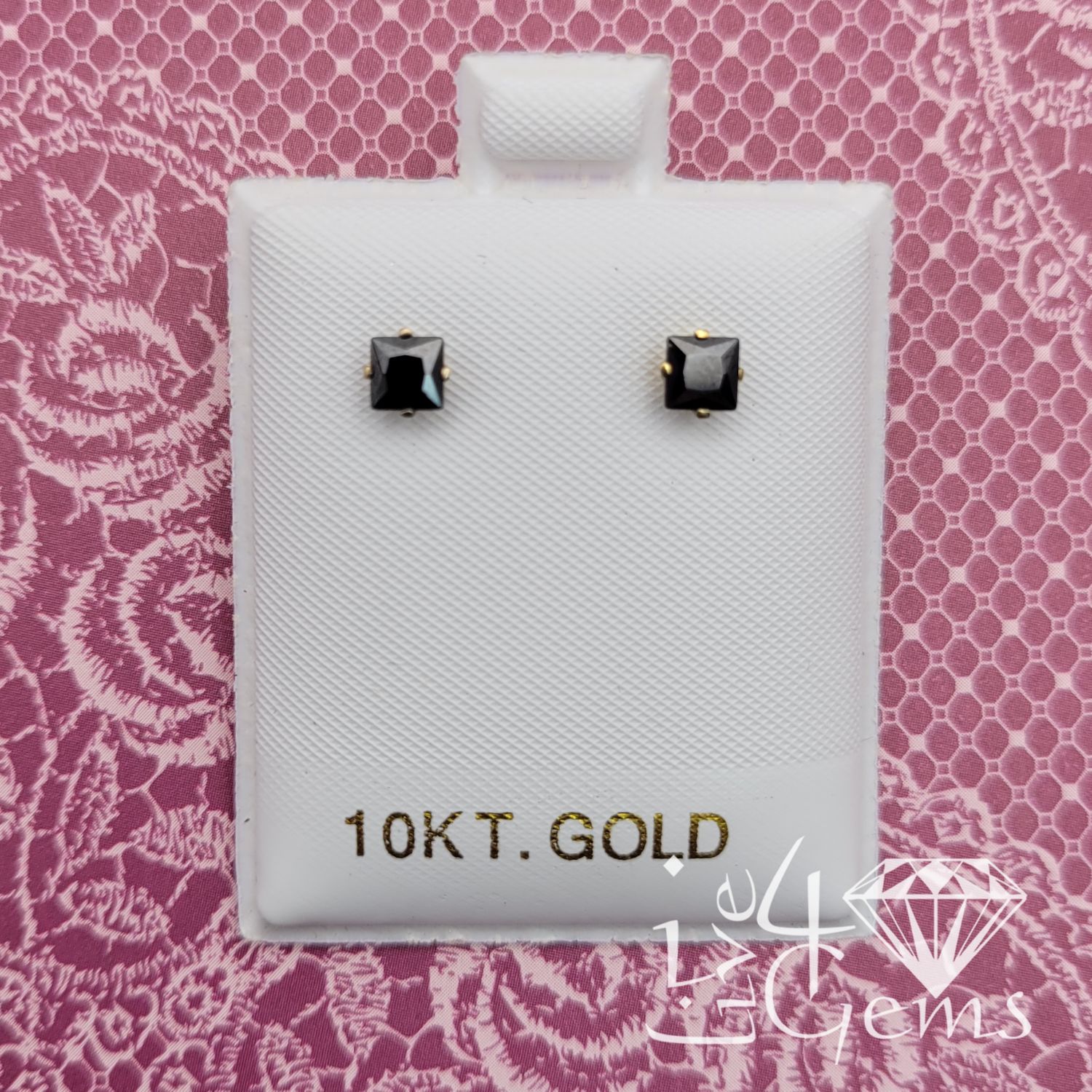 10kt Black Cz Stud