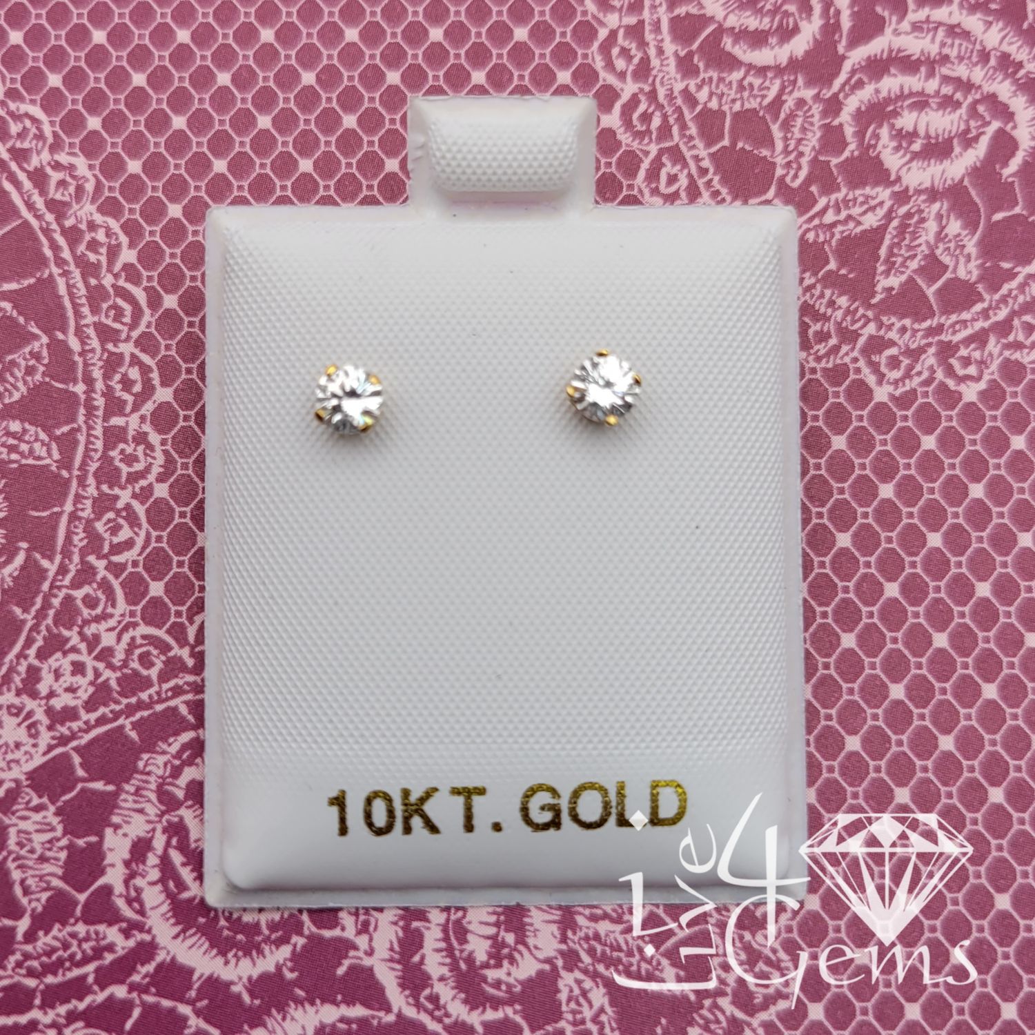 10kt Clear Cz Stud