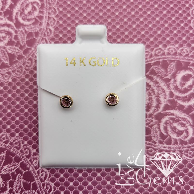 14kt Diamond Cut Bezel Stud 