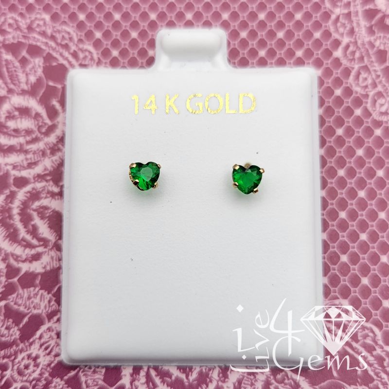 14kt Heart Shaped CZ Screwback Stud