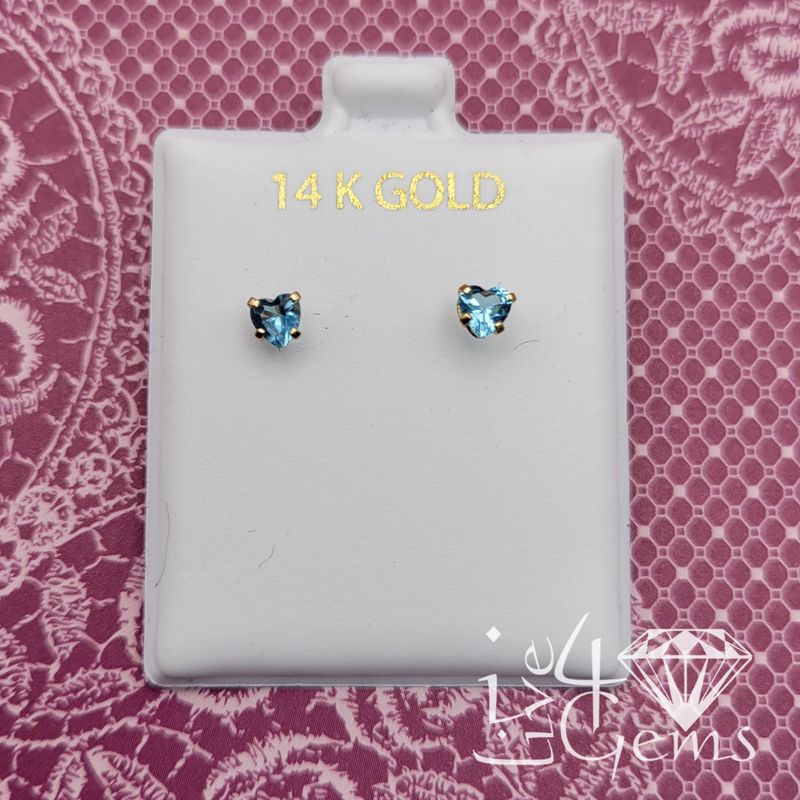 14kt Heart Shaped CZ Screwback Stud