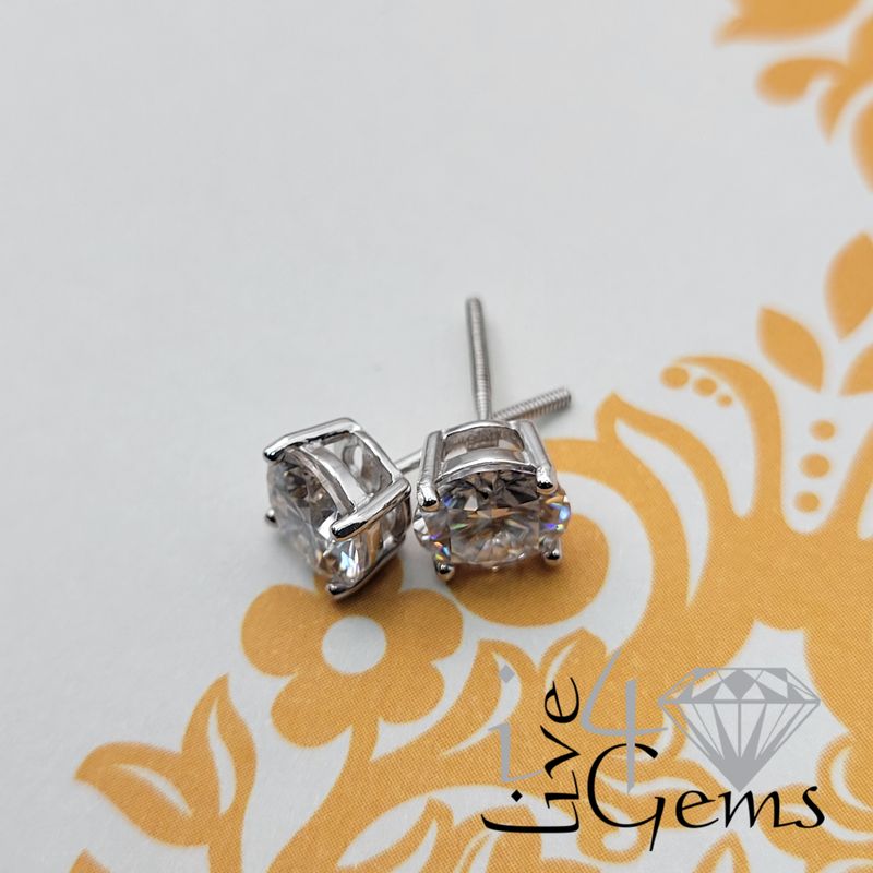 Silver Moissanite Round Stud 0.50ctw