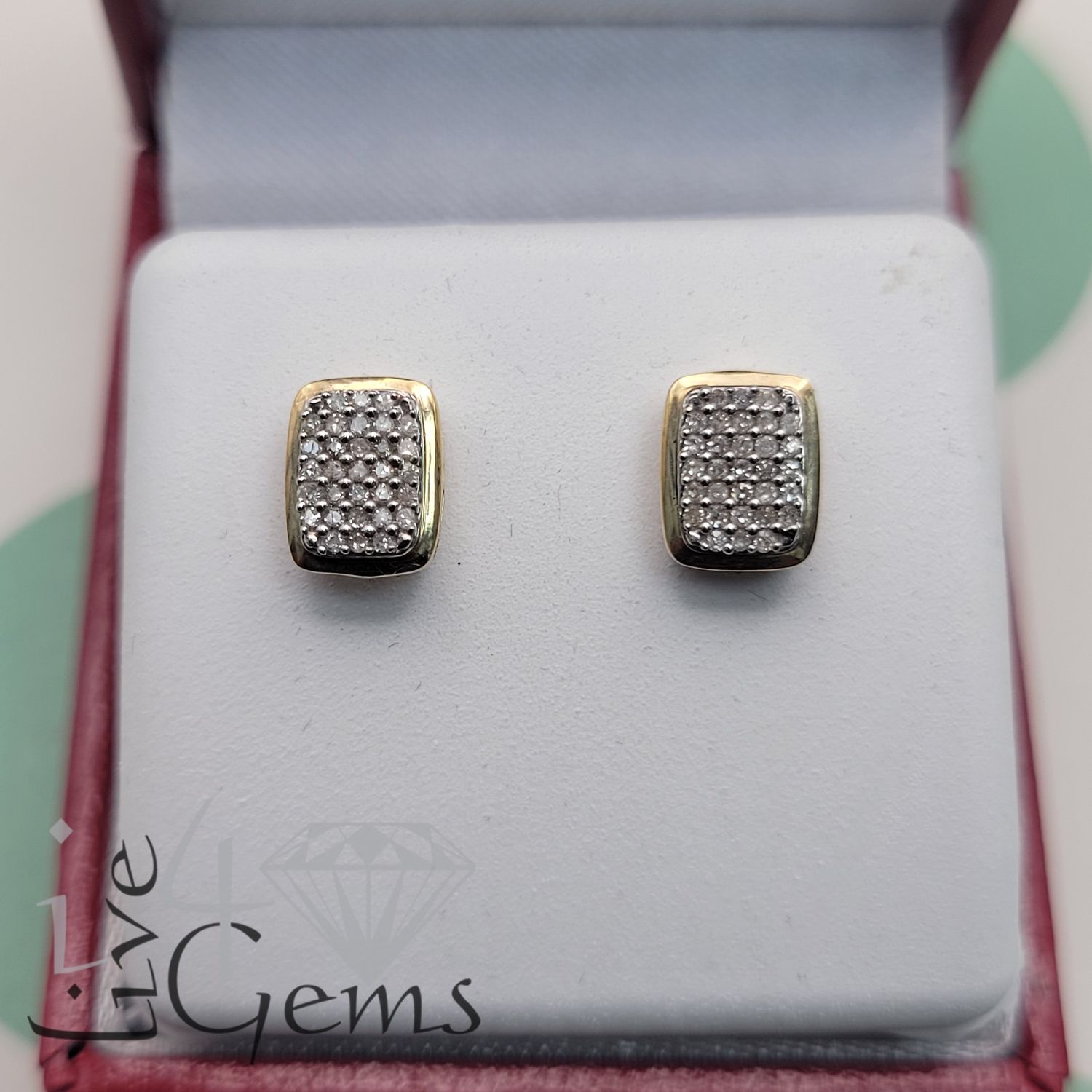 10kty 1/6ctw Round  Dia Rectangle Stud