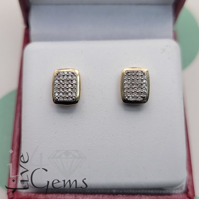 10kty 1/6ctw Round  Dia Rectangle Stud