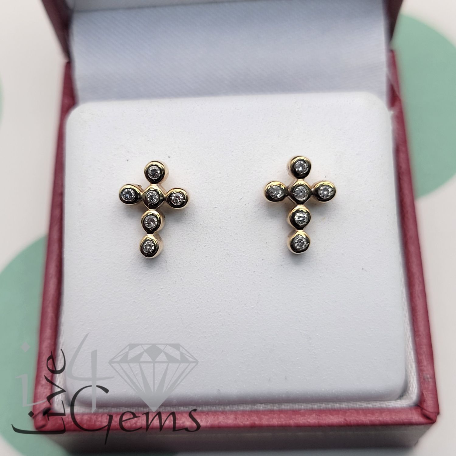 10kty 1/10ctw Dia Cross Stud Earring