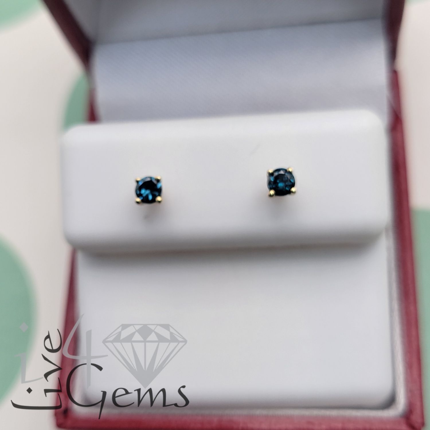 10kty 1/4ctw Blue Dia Stud Earring
