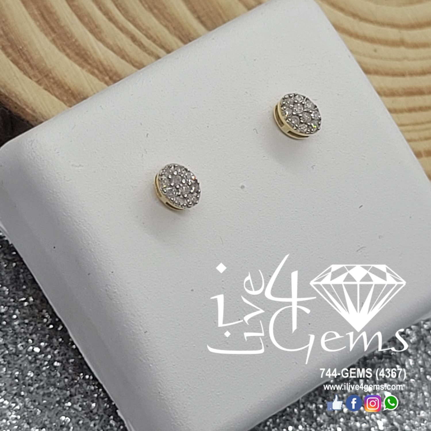 1/10ctw Dia Silver GP Cluster Stud, Shape: Oval, Gold Colour: Gold Plated Silver