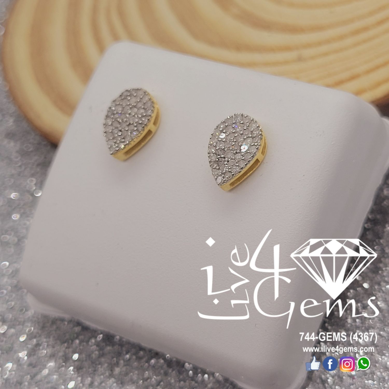 1/3ctw Diam GP Silver Pear Stud