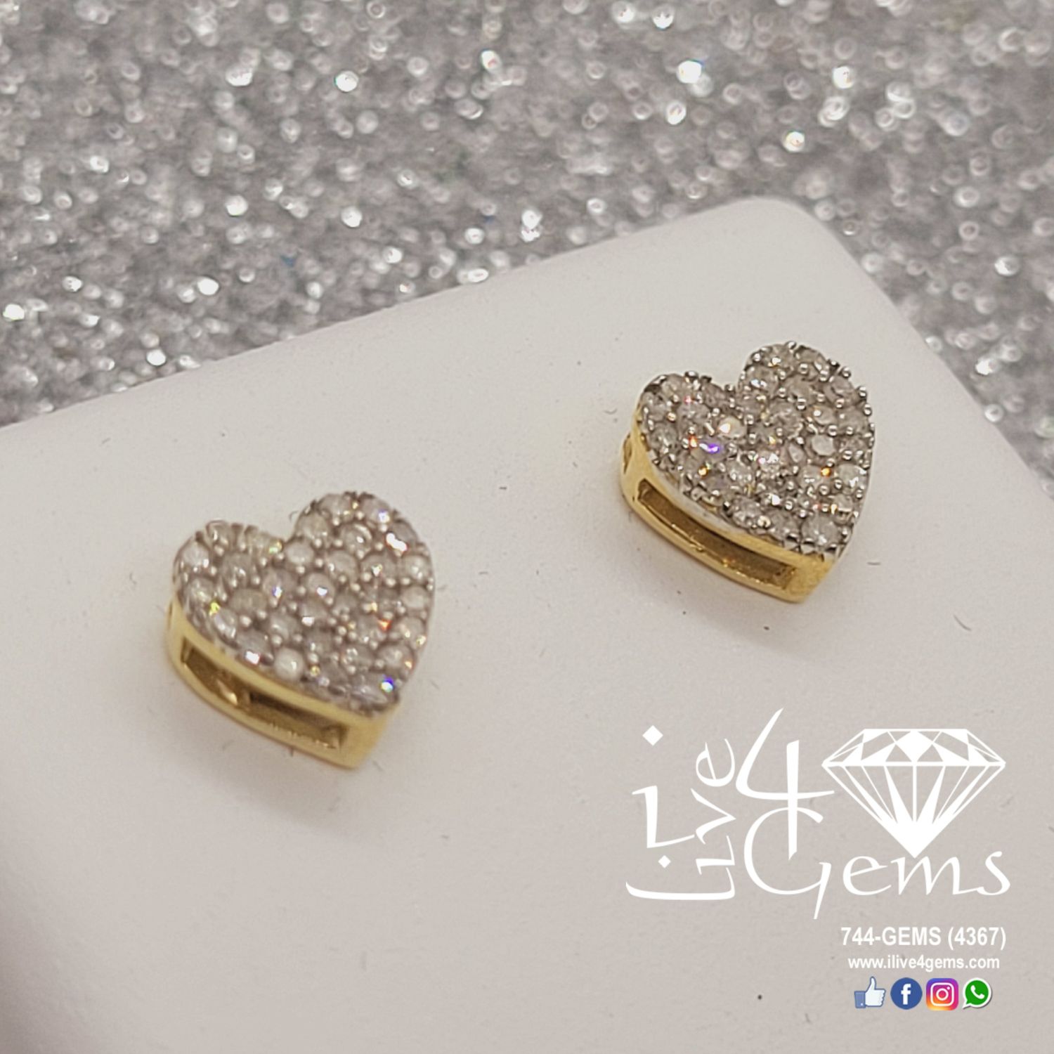 1/4ctw Diamond GP Silver Heart Stud