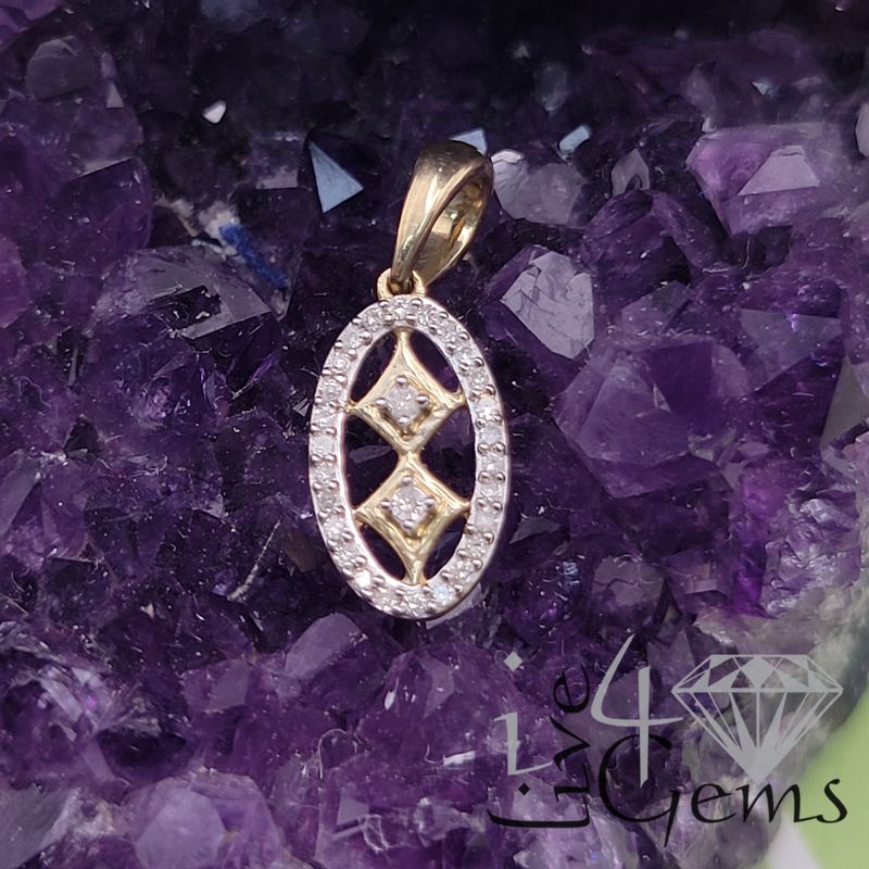 1/12ctw 10kty Dia Oval Pendant