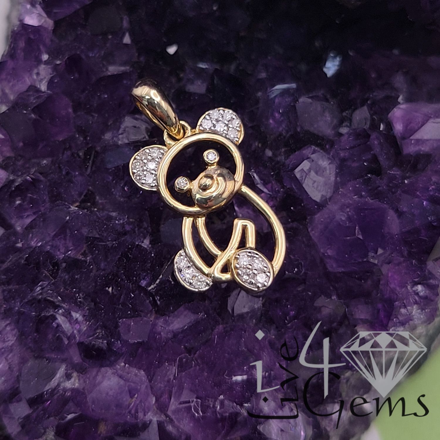 1/12ctw Diamond 10kty Bear Pendant