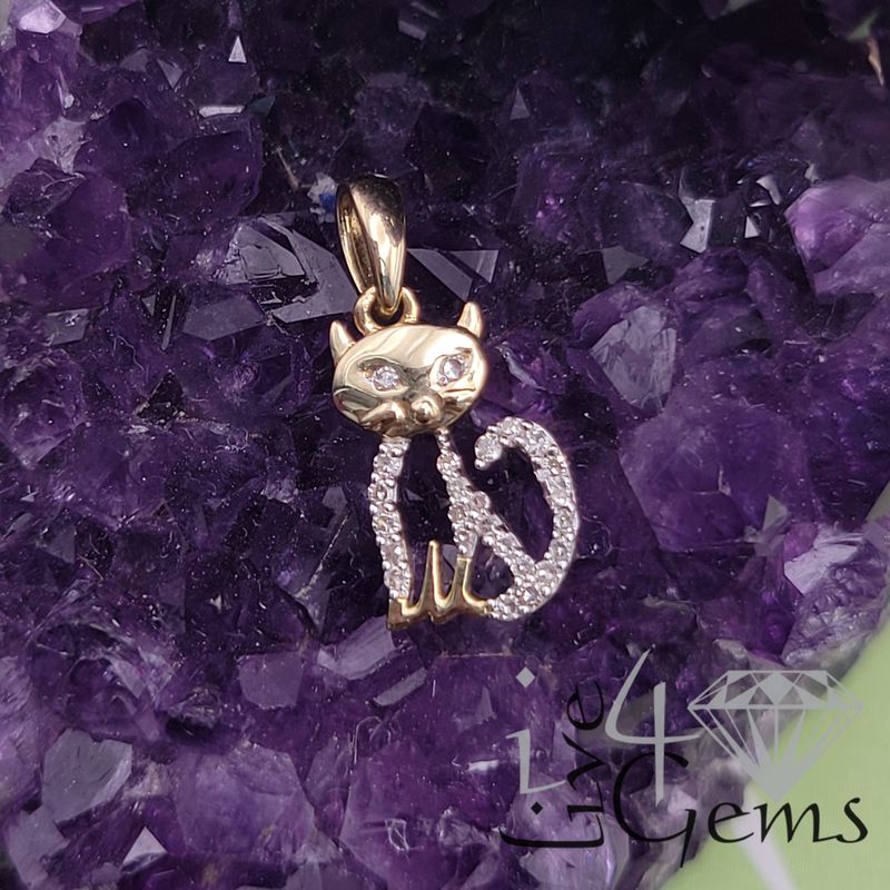 1/12ctw Diamond Cat Pendant