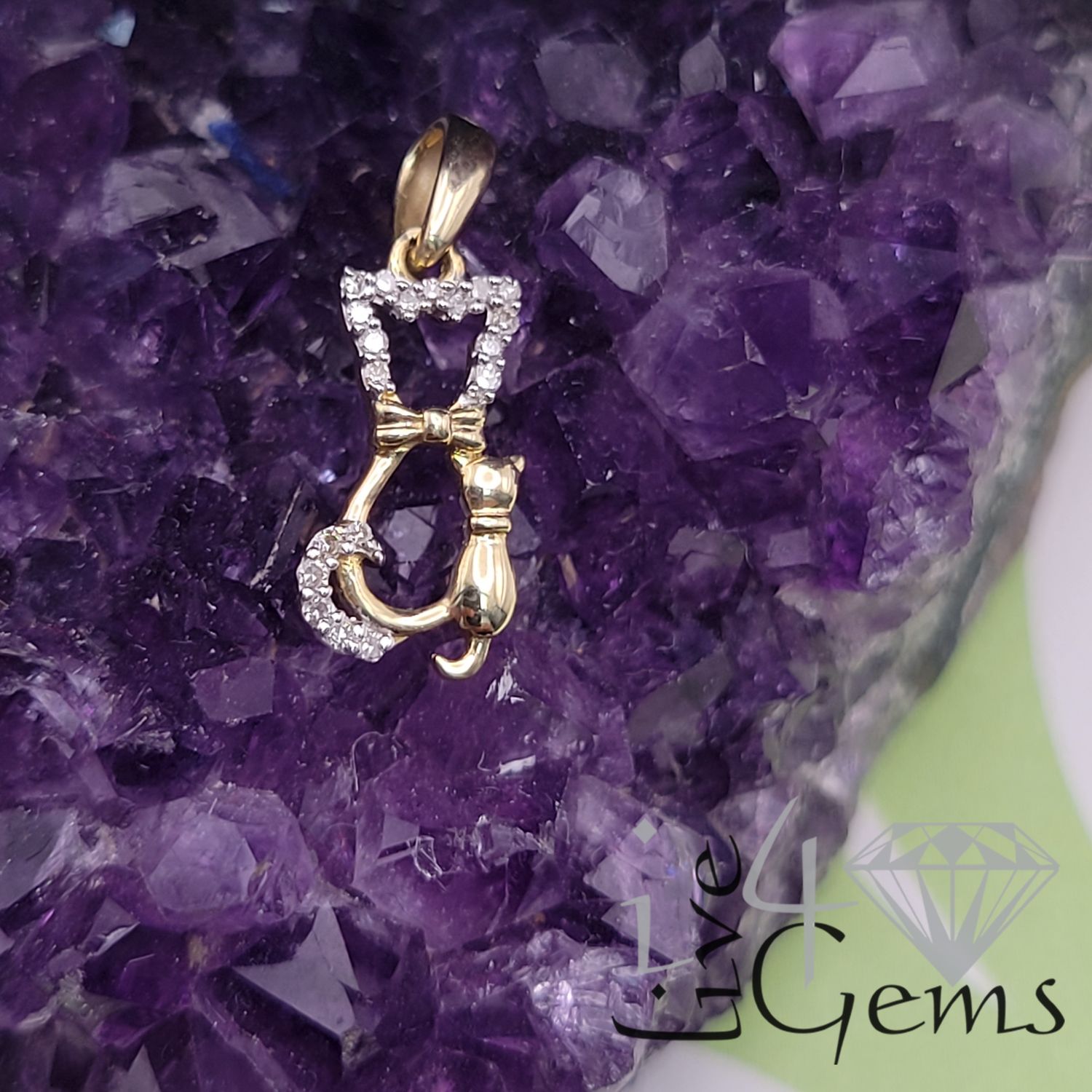 1/20ctw Diamond 10kty Cat Pendant