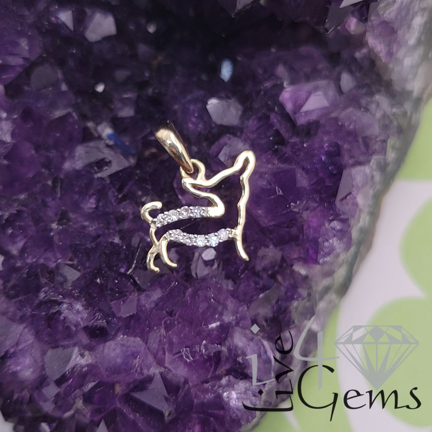 1/20ctw Diamond10kty Dog Pendant