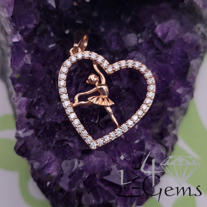 10ktr 1/3ctw Dia Heart Ballerina Pendant
