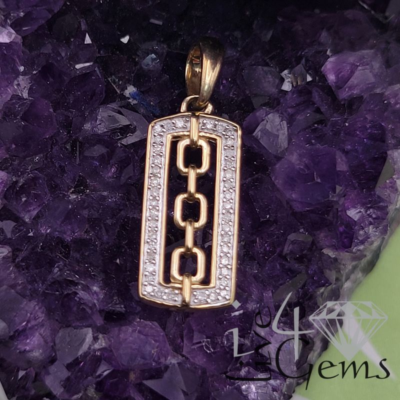 10kty 1/10ctw Dia Infinity Rectangle Pendant