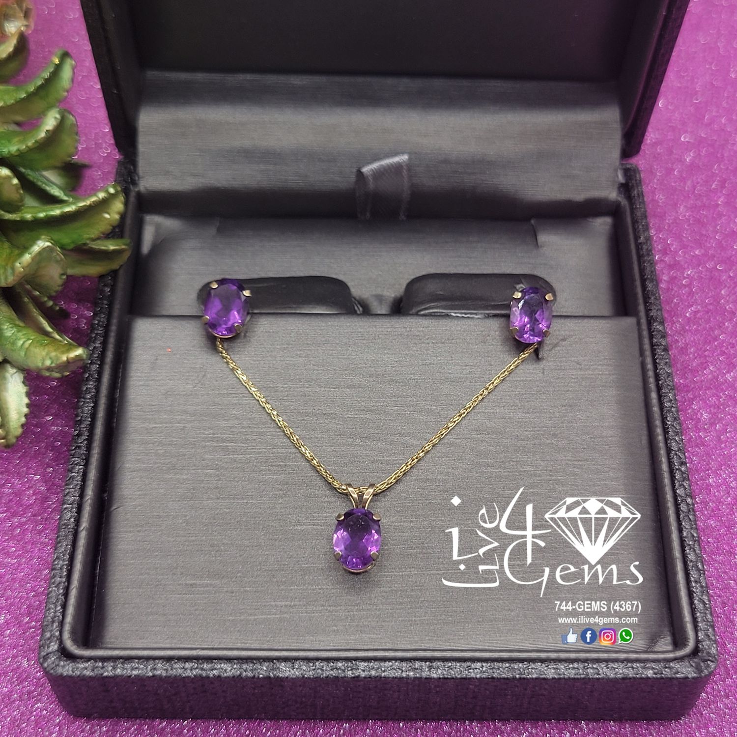 10kty Amethyst Pendant and Earring Set