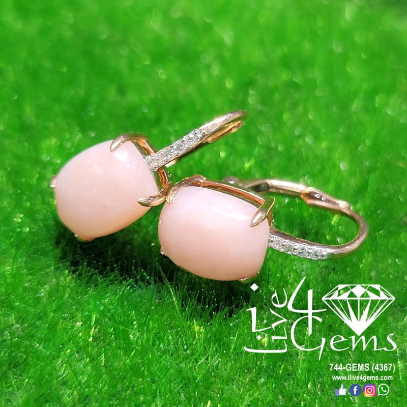 10ktr Dia Pink Opal Earring