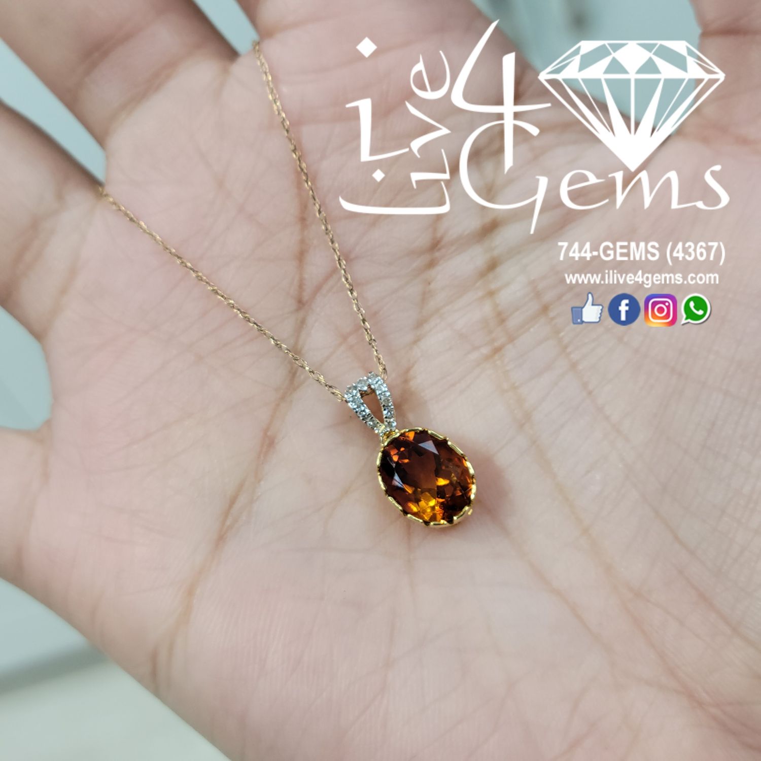 10kty 0.05ctw Dia Oval Bezel Chain, Gemstone: Citrine