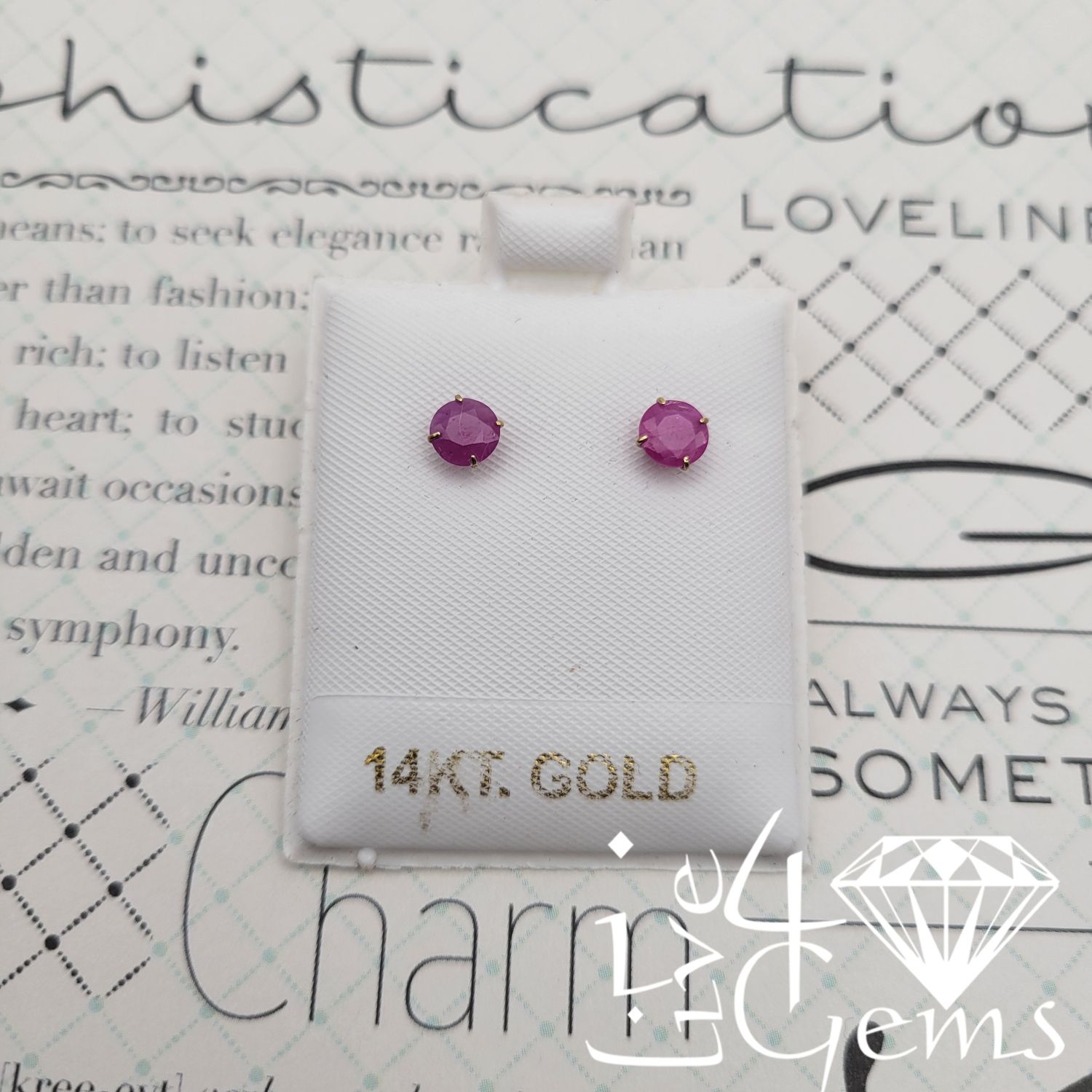 14kt Ruby 5mm Round Stud