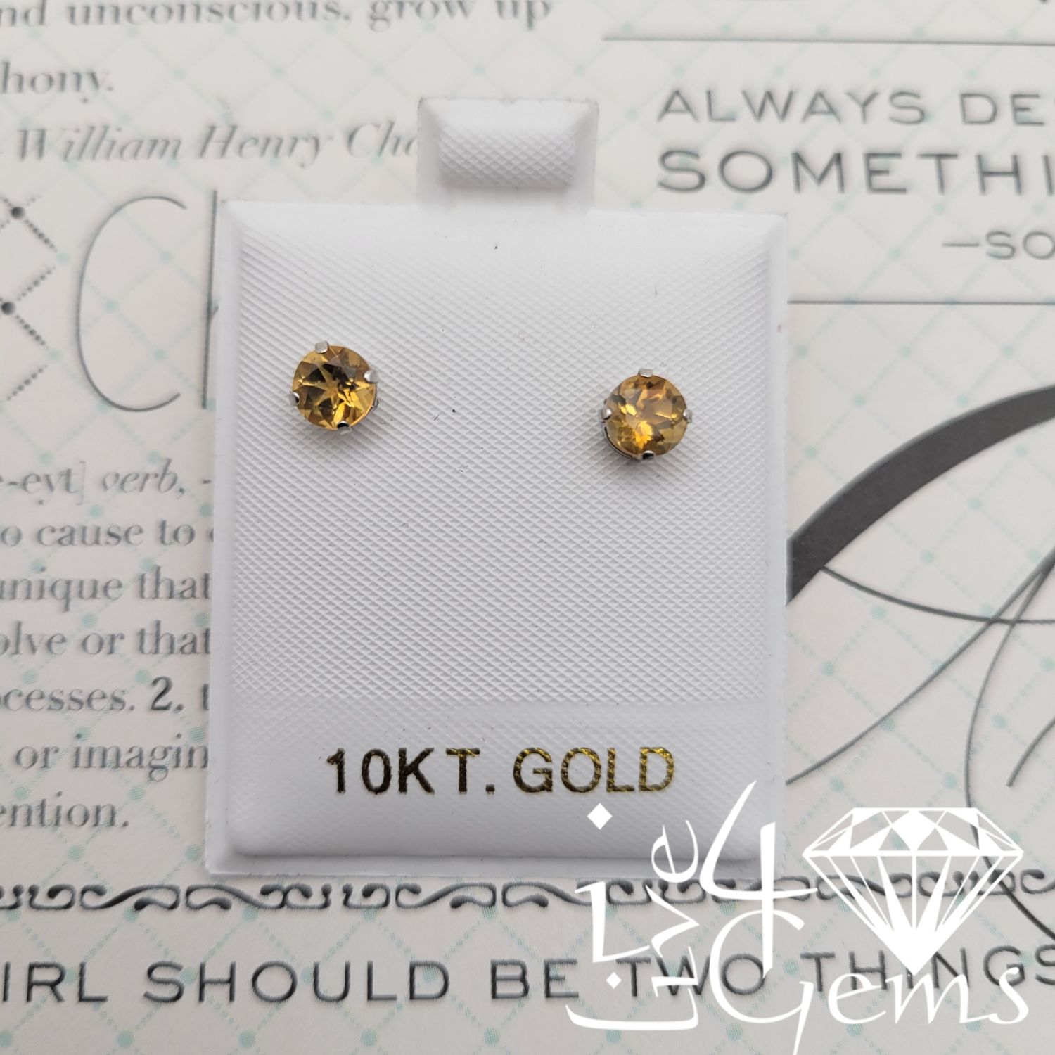 10kt 4 mm Citrine .4ct Stud