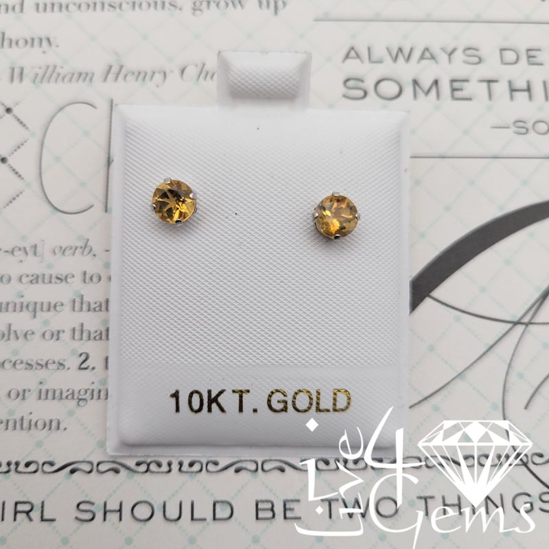 10kt Citrine 5mm .96ct stud