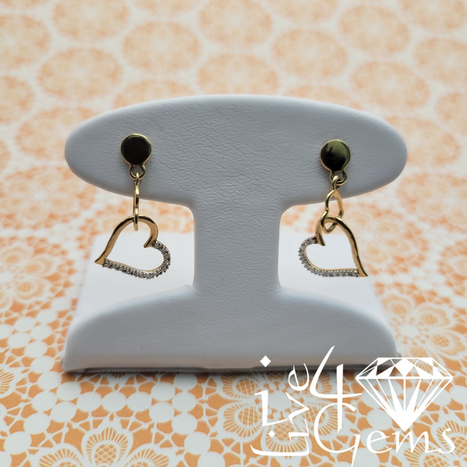 1/10ctw 14kty Dia Heart Dangling Earring