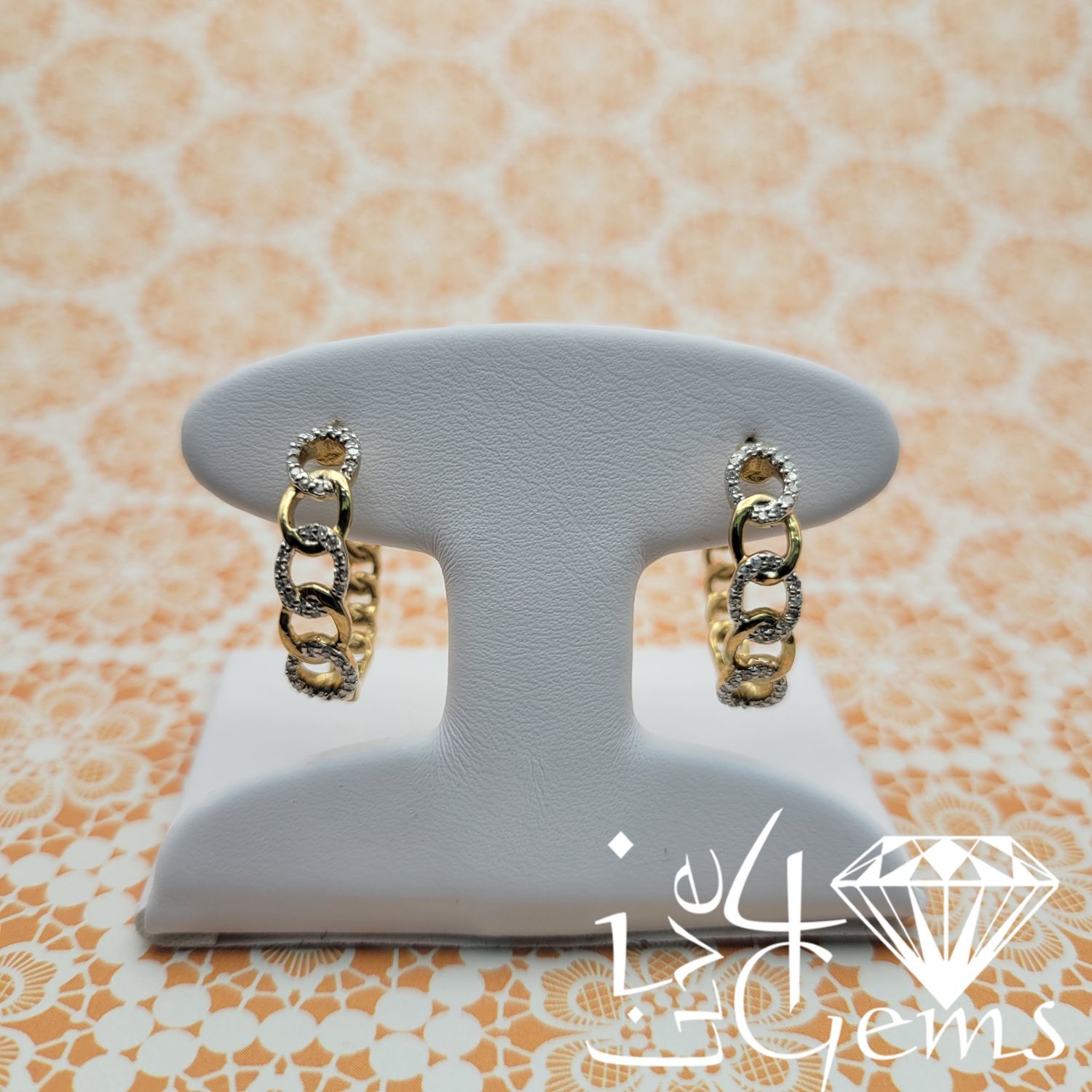1/5ctw Diam 10kty Rd Cuban Curb Hoop Earring