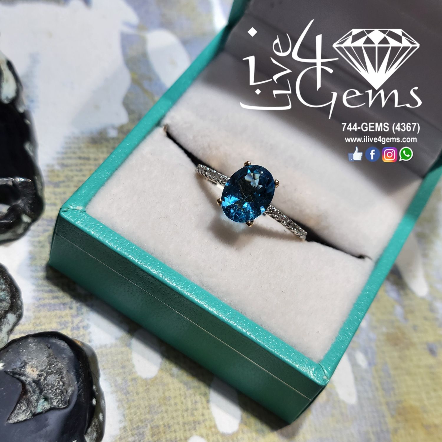 1/10ctw Diamond 1/5ct Blue Topaz Lab Ring