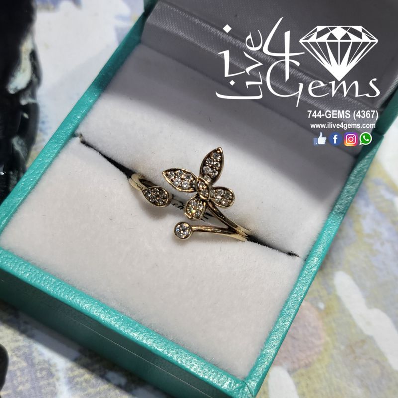 10kt 1/5ctw Single Cuff Butterfly Ring