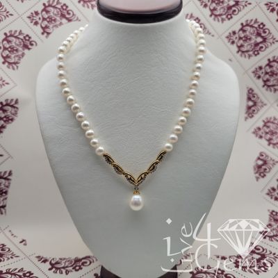 10kty 0.25ctw Dia and Pearl Necklace
