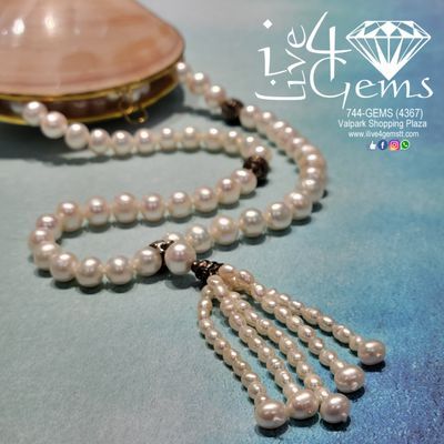I Live 4 Gems TT Pearl and Tassel Necklace