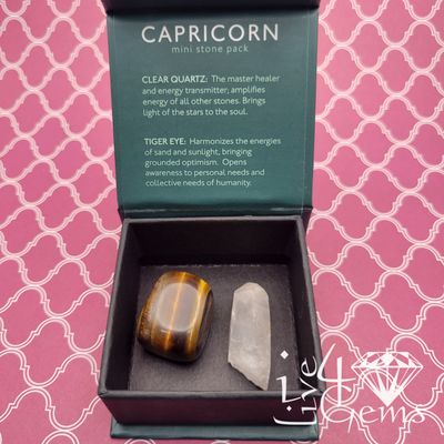 Capricorn Tiger Eye and Clear Quartz Mini Stone Pack