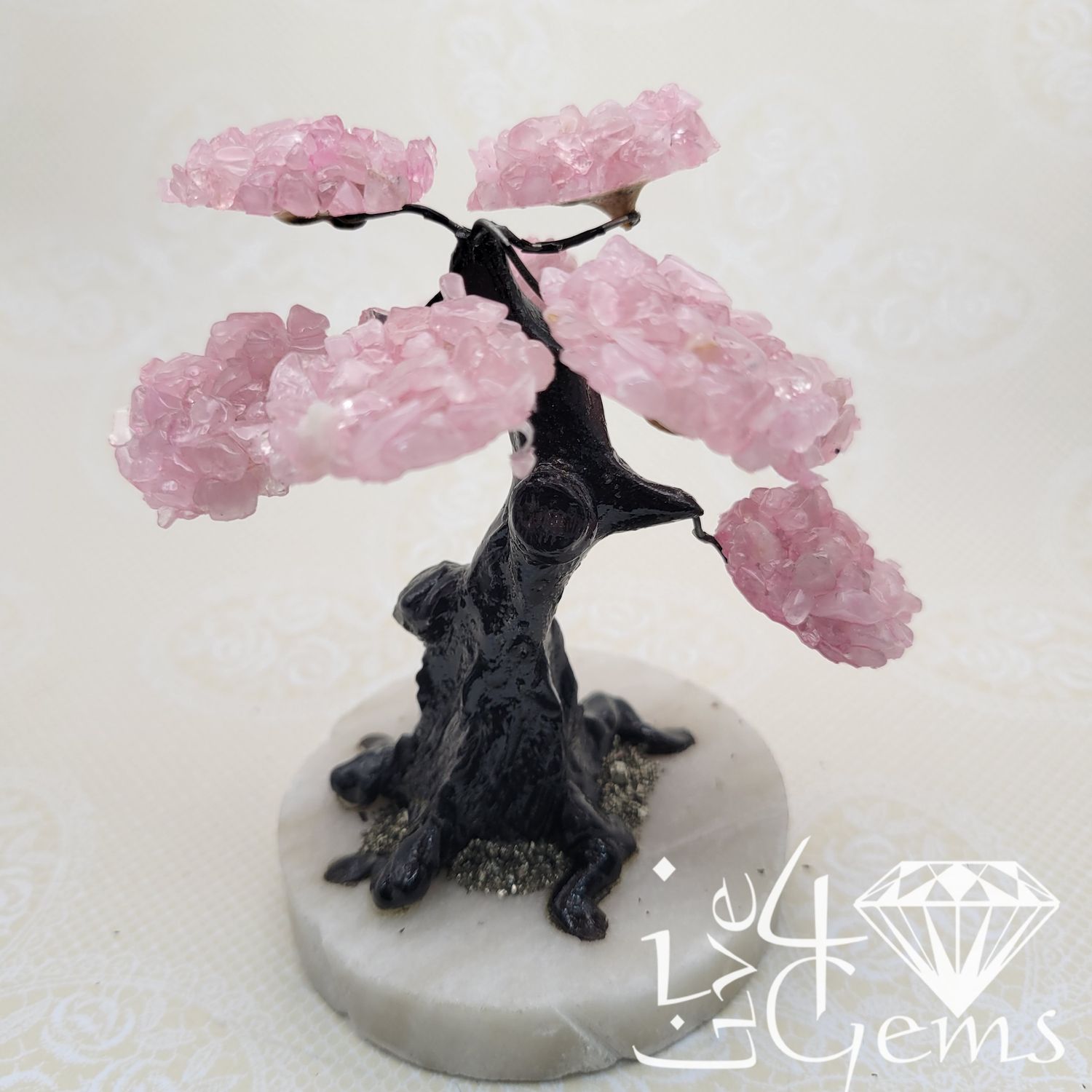 Gemstone Bonsai Tree Rose Quartz Large