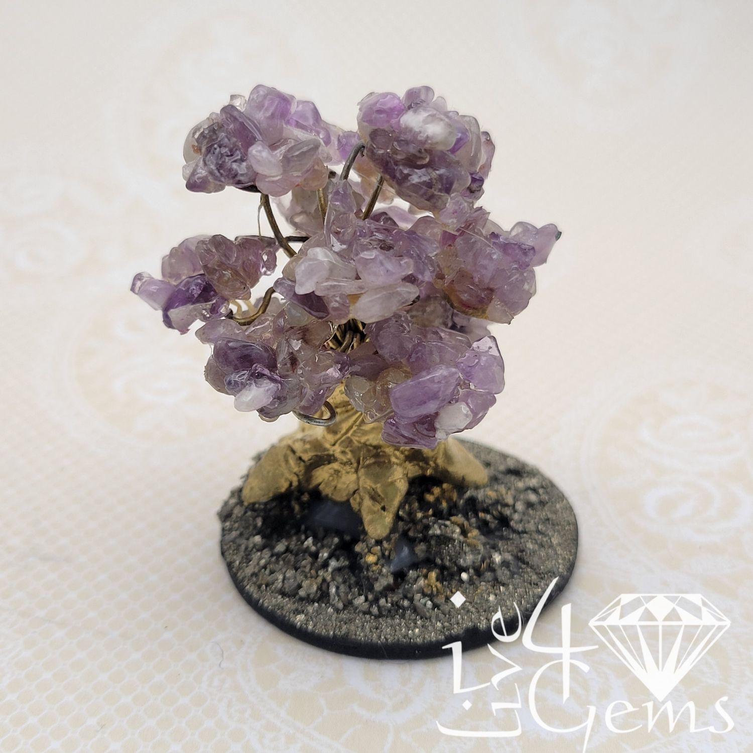 Gemstone Bonsai Tree Amethyst w Pyrite