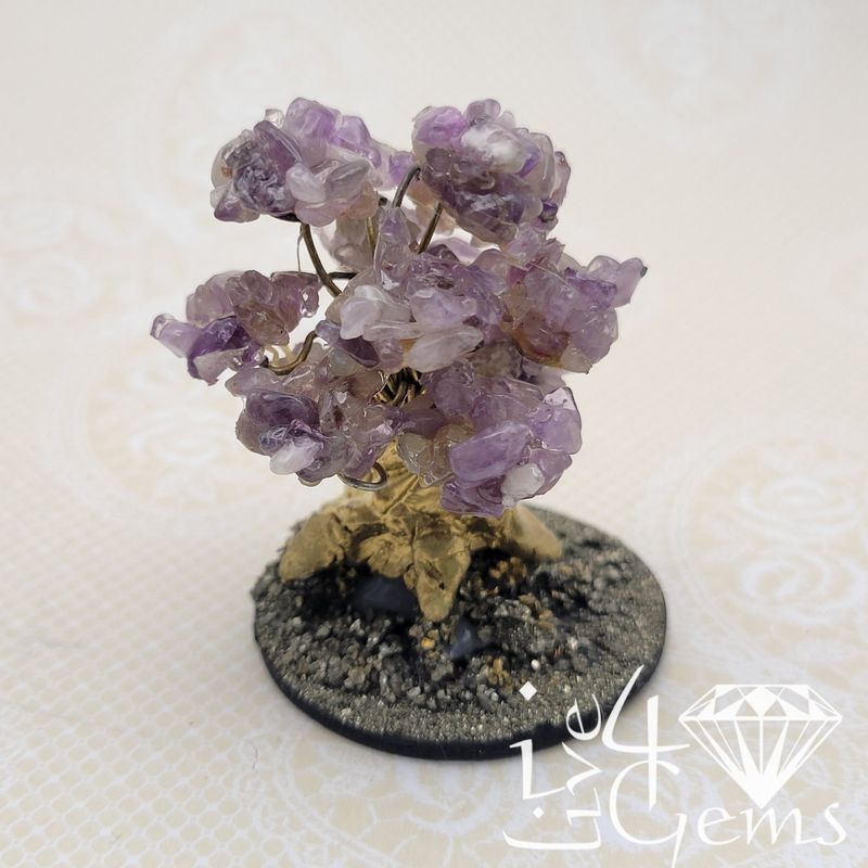 Gemstone Bonsai Tree Amethyst w Pyrite