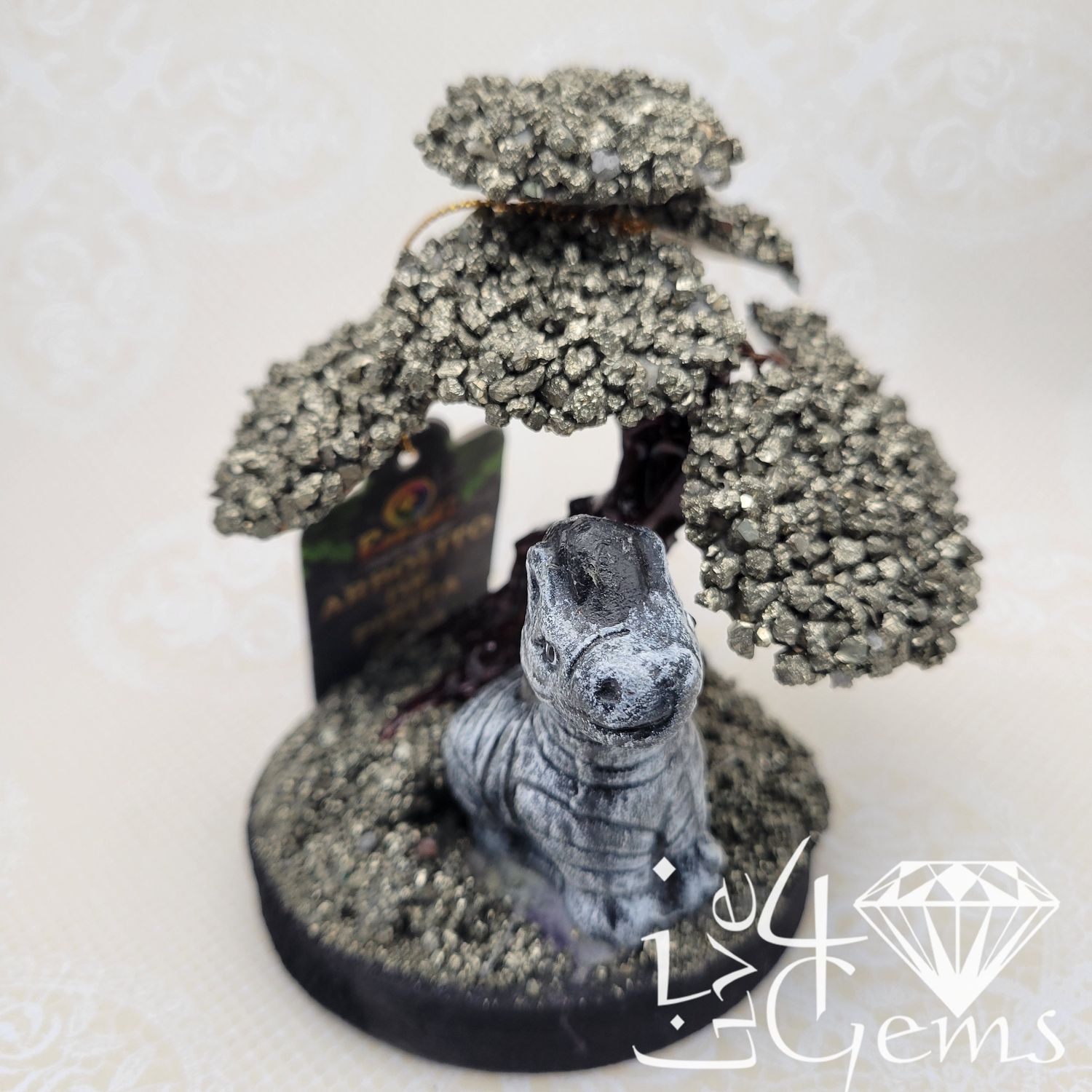 Gemstone Bonsai Tree Pyrite w Zebra