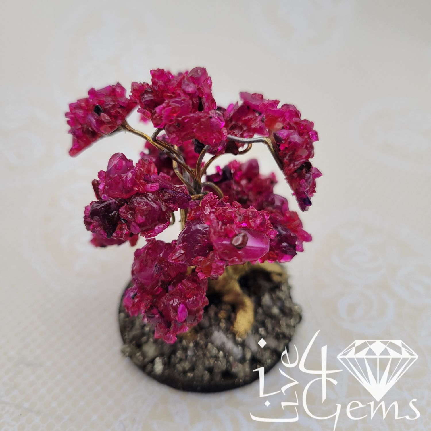 Gemstone Bonsai Tree Fuchsia Agate Small