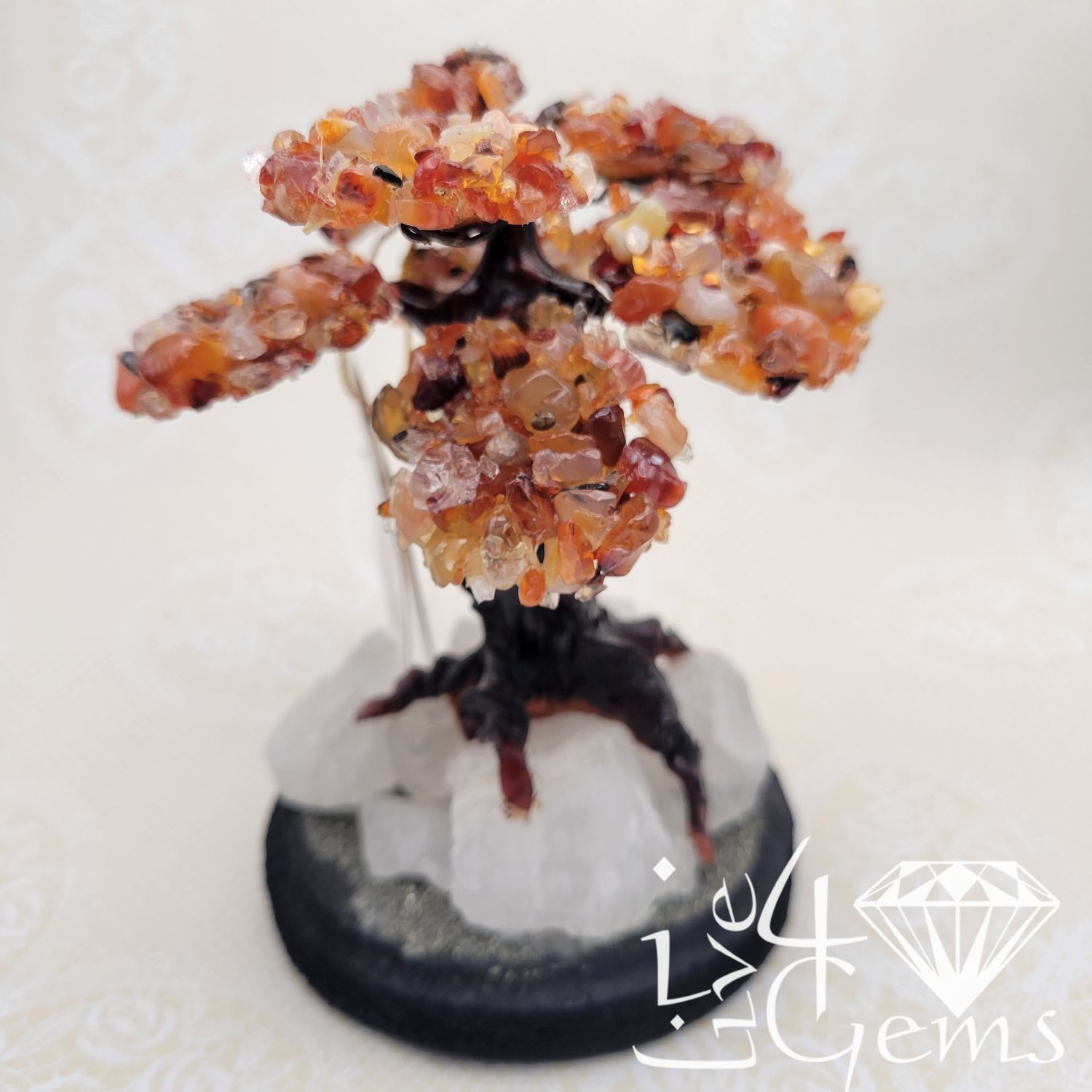 Gemstone Bonsai Tree  Agate w Clear Quartz