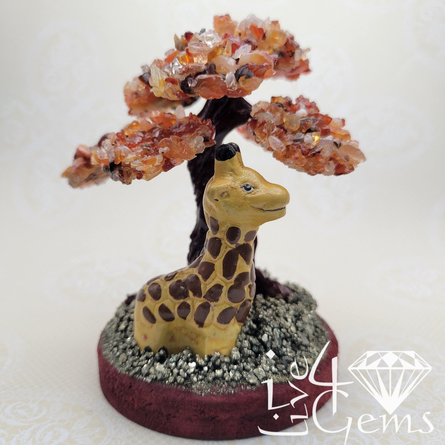 Gemstone Bonsai Tree  Agate w Giraffe