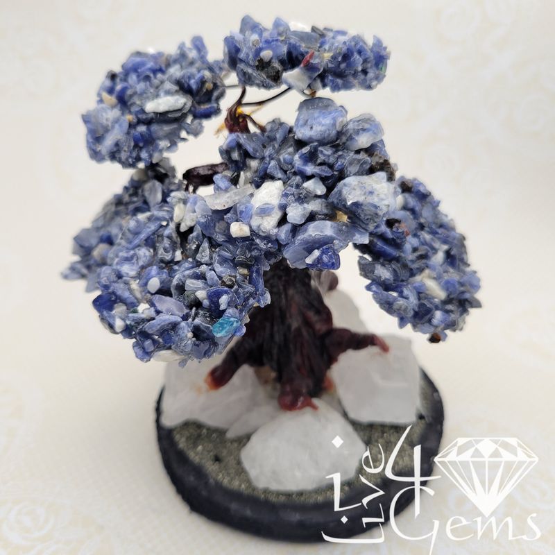 Gemstone Bonsai Tree  Sodalite w Clear Quartz