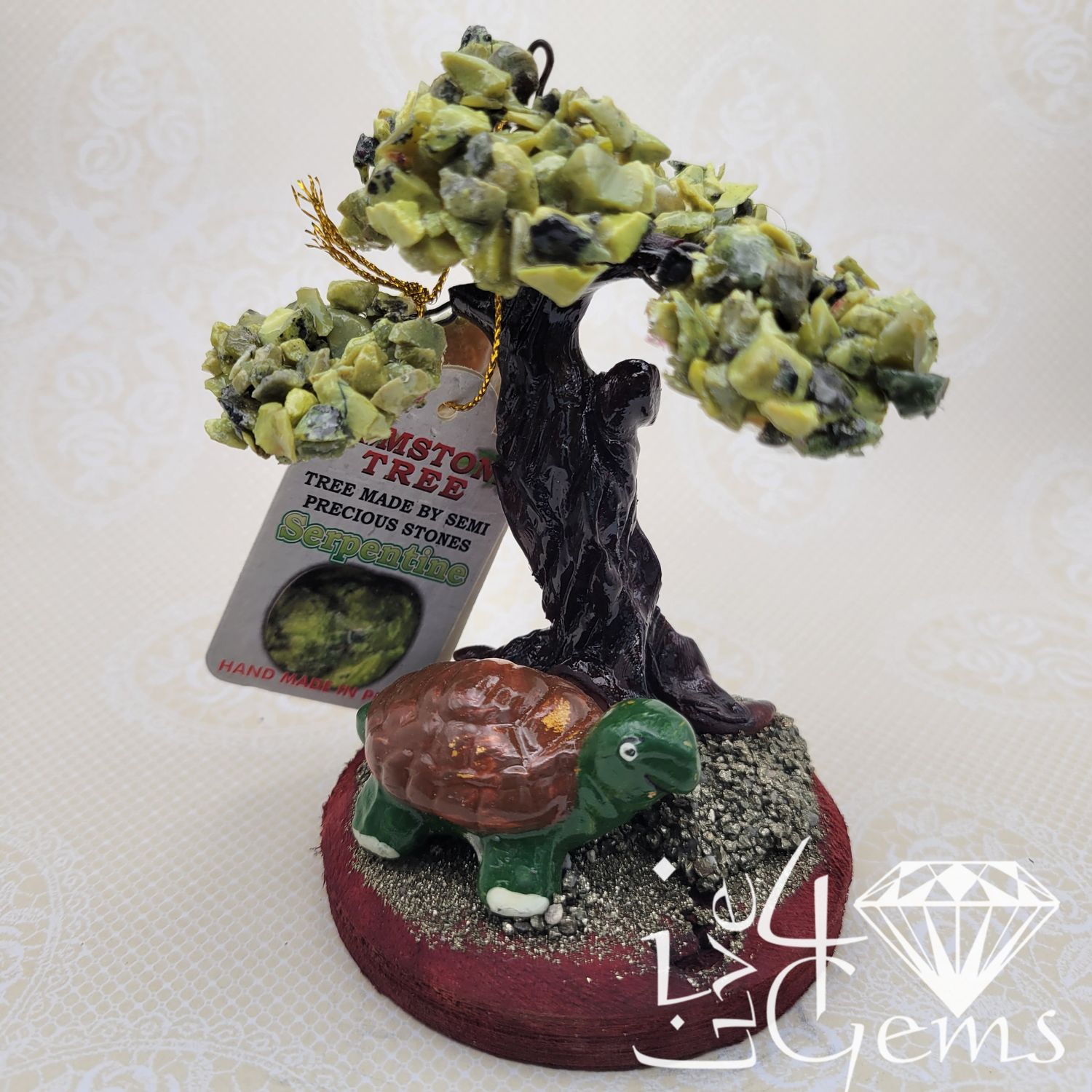 Gemstone Bonsai Tree  Serpentine w Turtle