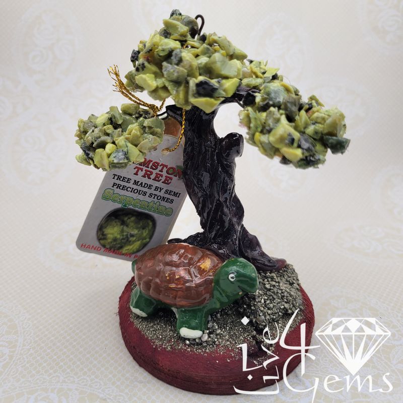 Gemstone Bonsai Tree  Serpentine w Turtle