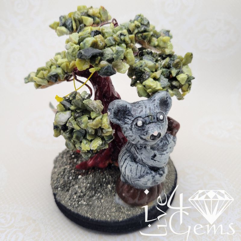 Gemstone Bonsai Tree  Serpentine w Koala