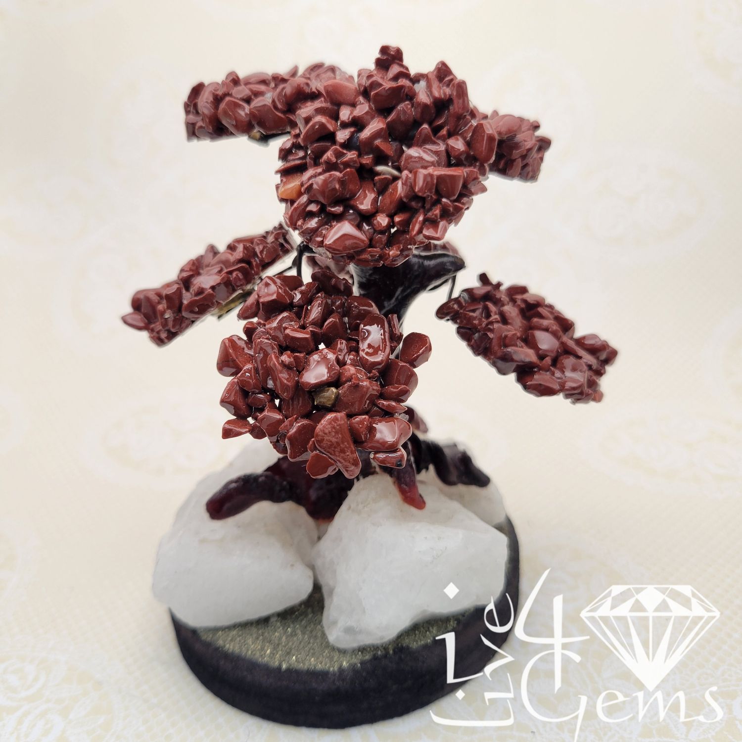 Gemstone Bonsai Tree Red Jasper w Clear Quartz