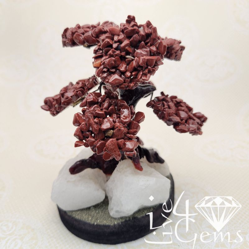 Gemstone Bonsai Tree Red Jasper w Clear Quartz