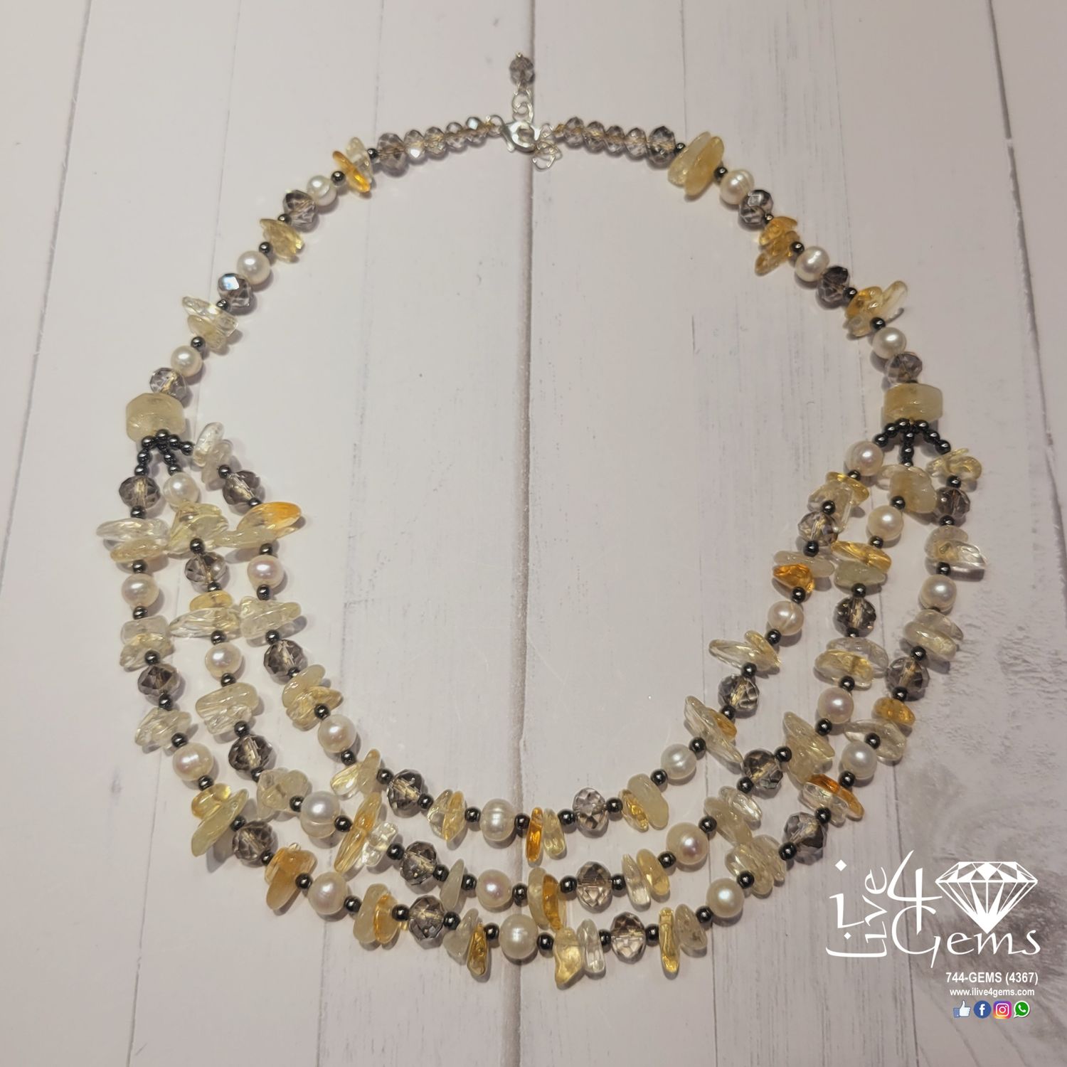 17.5&quot; Triple Strand Citrine Gemstone Necklace