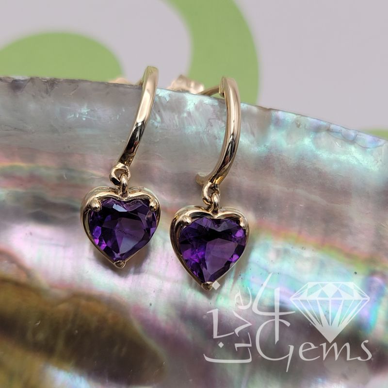 10kty Heart Amethyst Hanging Earring